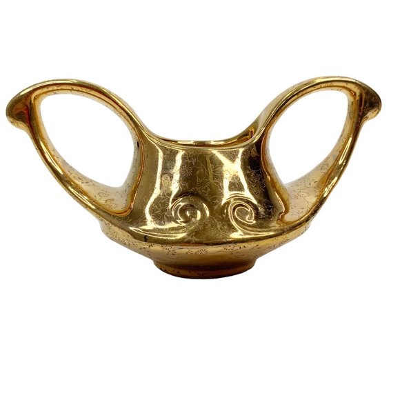 Vintage Pearl China Sugar Creamer 22 Kt Gold Floral Hollywood Regency MCM 40s - Picture 8 of 16